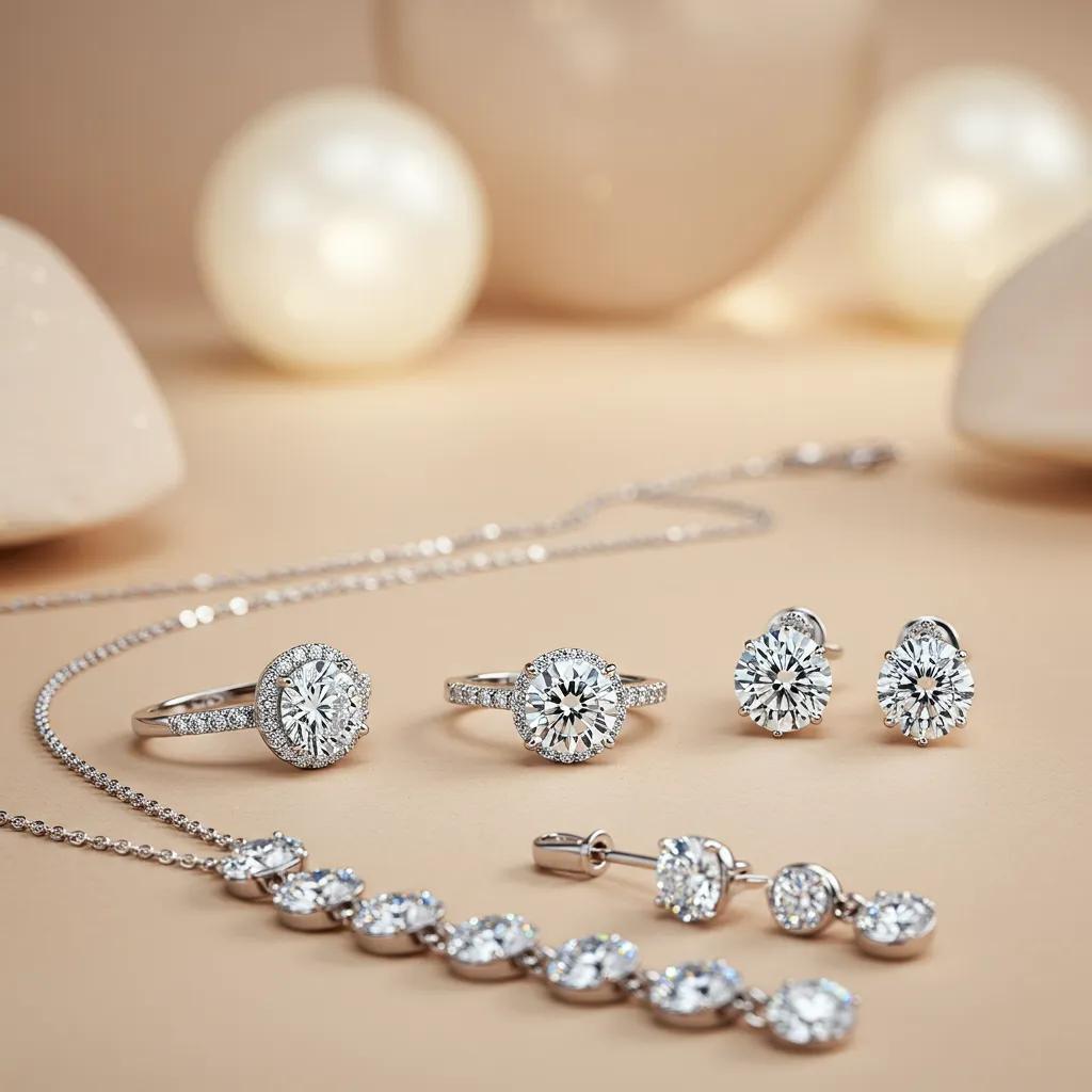 elegant-diamond-jewellery-display-showcasing-engagement-ring-necklace-and-earrings-ba734e71-959d-458d-8ee8-16a85aa28477webp - Australian Diamond Company Elegant Diamond Jewellery Display Showcasing Engagement Ring Necklace and Earrings