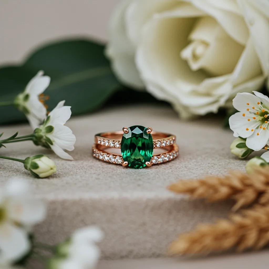 elegant green sapphire engagement ring on velvet with flowers - Australian Diamond Company Elegant Green Sapphire Engagement Ring on Velvet with Flowers