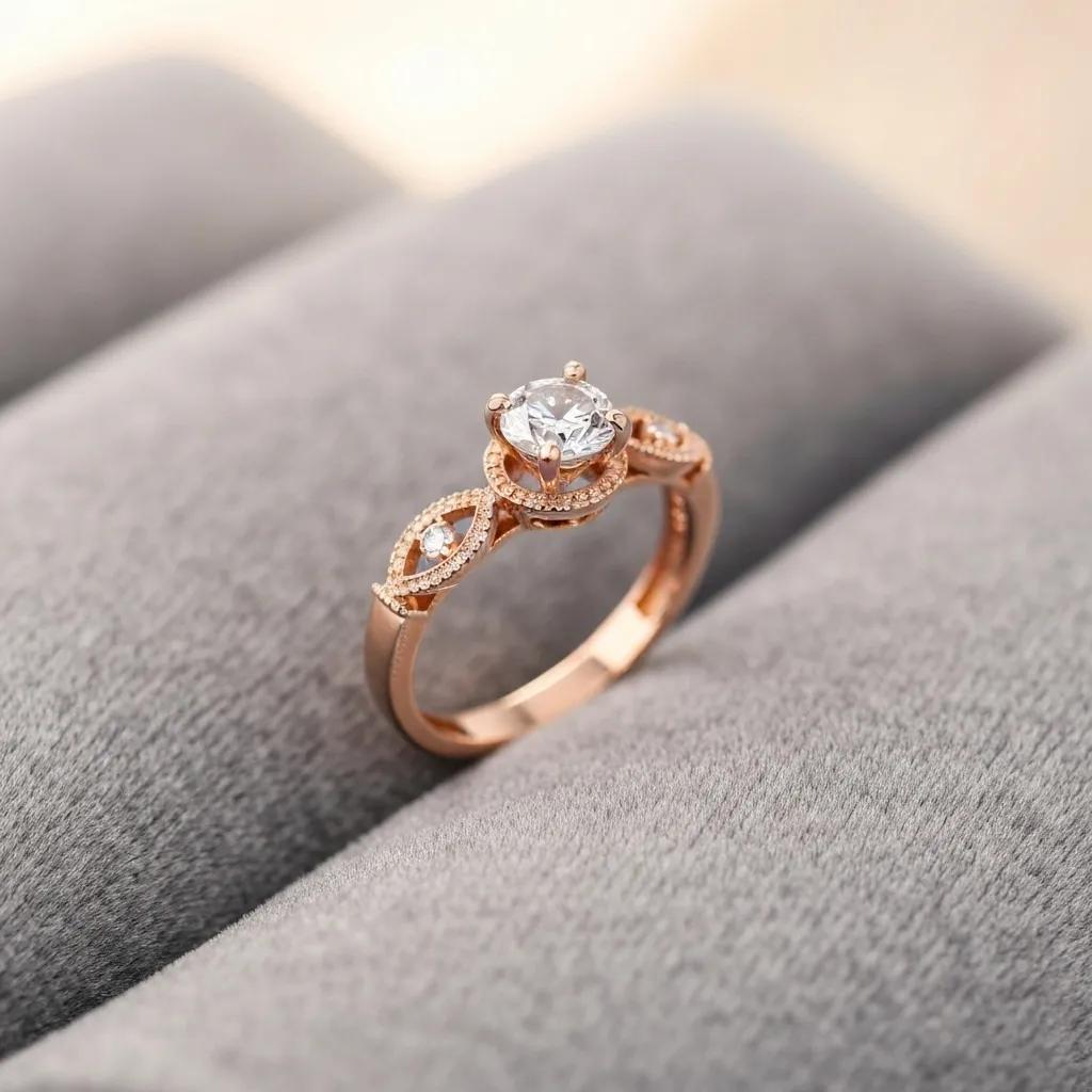 f6aed70a-1b75-4a5d-858b-1186e15bebdb.jpg - Australian Diamond Company Rose Gold Engagement Ring with Diamond on Soft Fabric Background