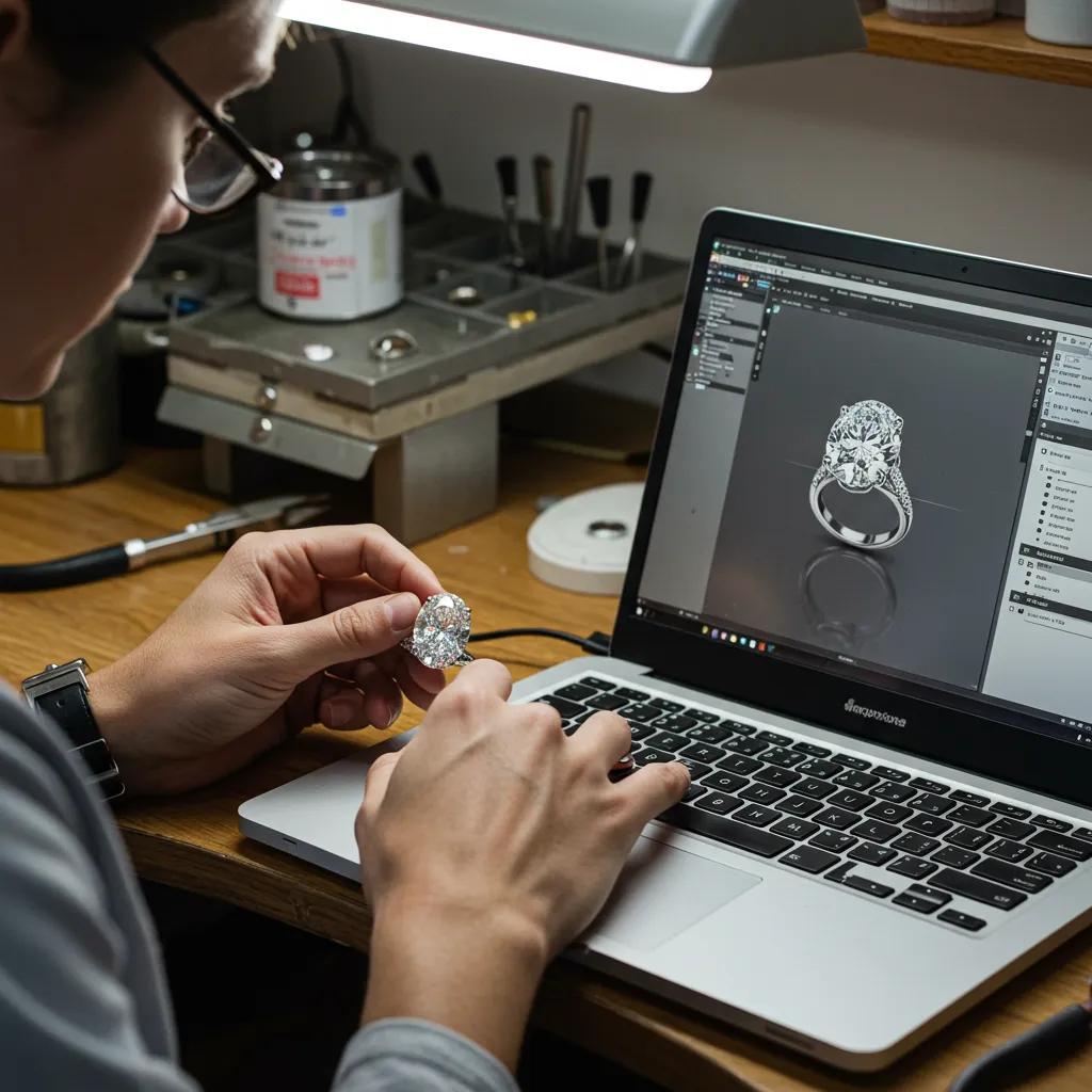 jeweler-designing-a-custom-oval-diamond-ring-using-cad-software-17ed5dda-2366-492f-8782-99c991eb0ffdjpg - Australian Diamond Company Expert Jeweler Meticulously Designing a Custom Oval Diamond Ring Using Advanced Cad Software