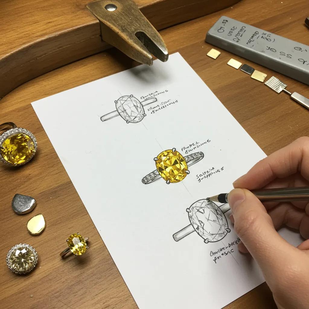 jeweler-designing-a-custom-yellow-sapphire-engagement-ring-showcasing-creativity-and-craftsmanship-f7c8af8c-cbbe-4c72-99a9-20fb0a769006jpg - Australian Diamond Company Jeweller Designing a Custom Yellow Sapphire Engagement Ring Showcasing Creativity and Craftsmanship