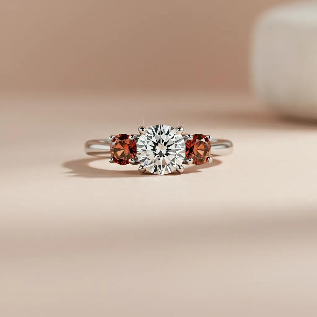 three stone engagement ring with diamond and colored gemstones symbolising love and commitment - Australian Diamond Company Three Stone Engagement Ring with Diamond and Colored Gemstones Symbolising Love and Commitment