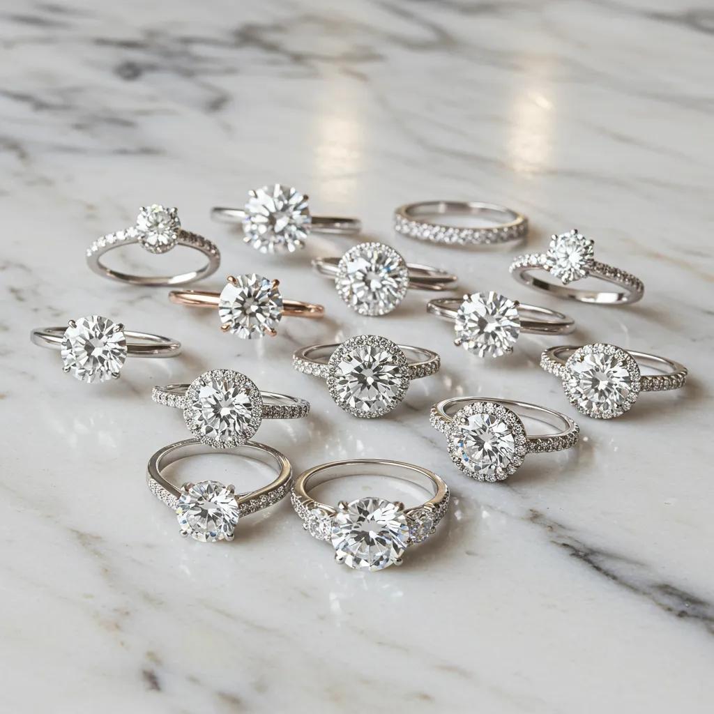 variety-of-round-cut-diamond-engagement-ring-settings-showcasing-different-styles-and-designs-ddfeb71b-d201-46a6-8cfa-4cc79d8aa2dbjpg - Australian Diamond Company Variety of Round Cut Diamond Engagement Ring Settings Showcasing Different Styles and Designs